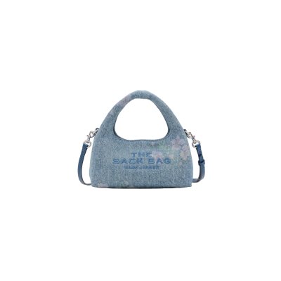 THE MICRO CROSSBODY SACK BAG IN ANTIQUE FLORAL DENIM